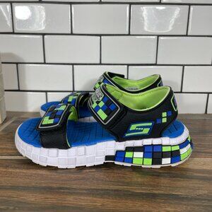 Skechers Mega Craft Little Boys Size 13 Shoes Black Blue Lime Adventure Sandals